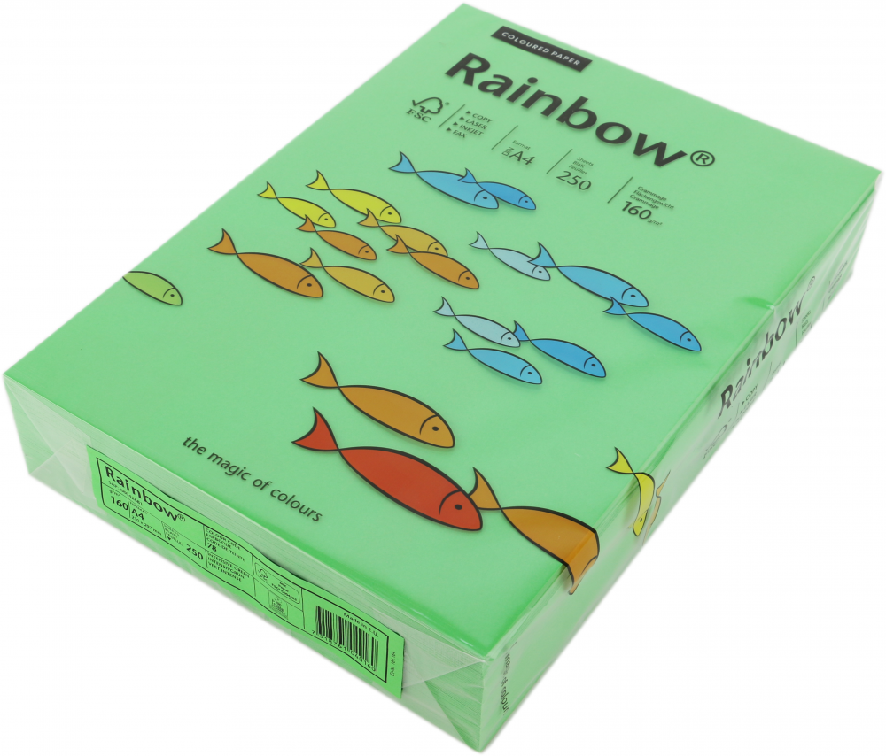 Papier kolorowy Rainbow, A4, 160g/m2, 250 arkuszy, ciemny zielony (R78)