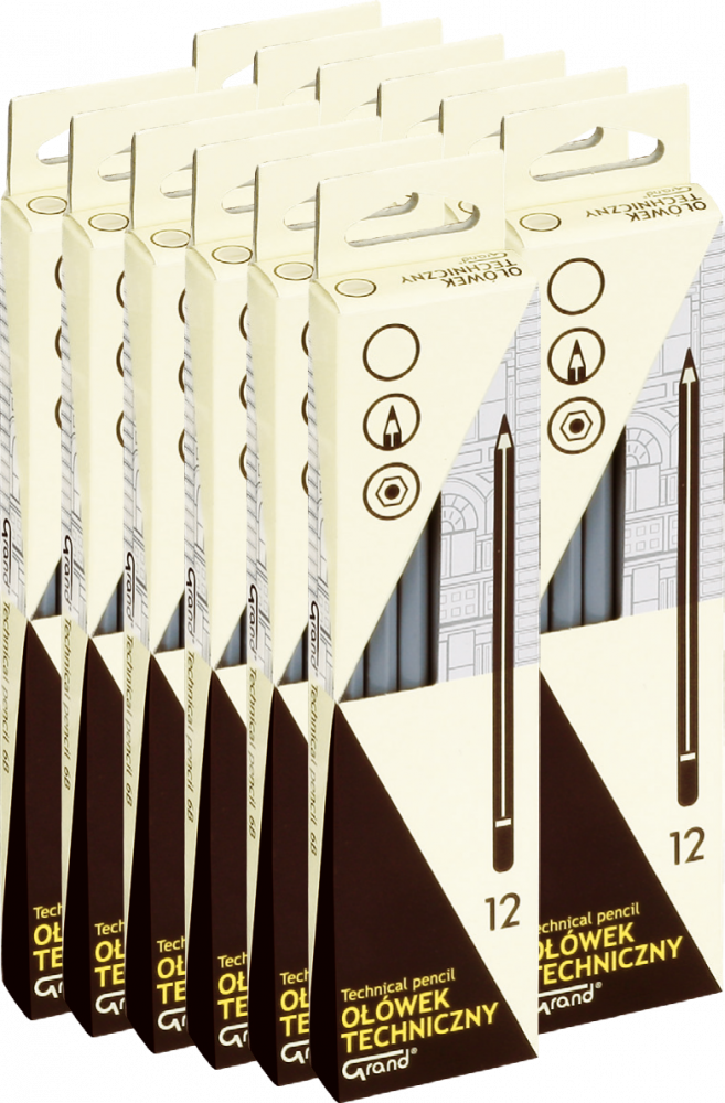 144x Ołówek techniczny Grand, HB, szary