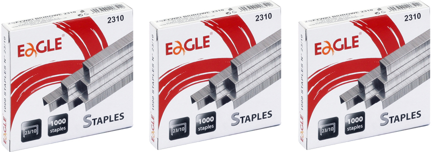 3x zszywki specjalistyczne Eagle, 23/10, 1000 sztuk, srebrny