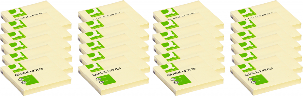 24x Karteczki samoprzylepne Q-Connect, 76x76mm, 100 karteczek, żółty pastelowy