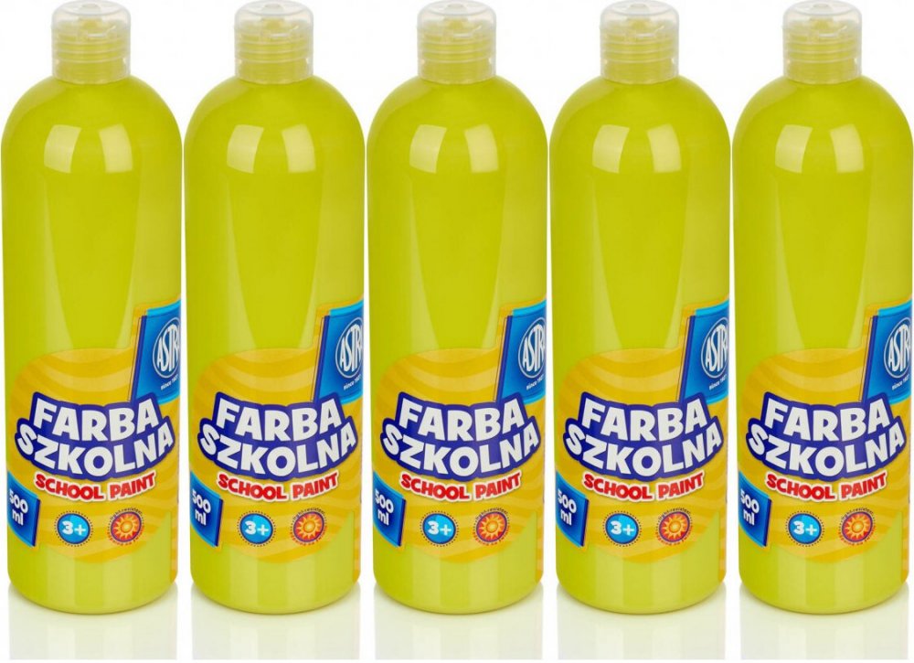 5x Farba plakatowa Astra, 500ml, cytrynowy