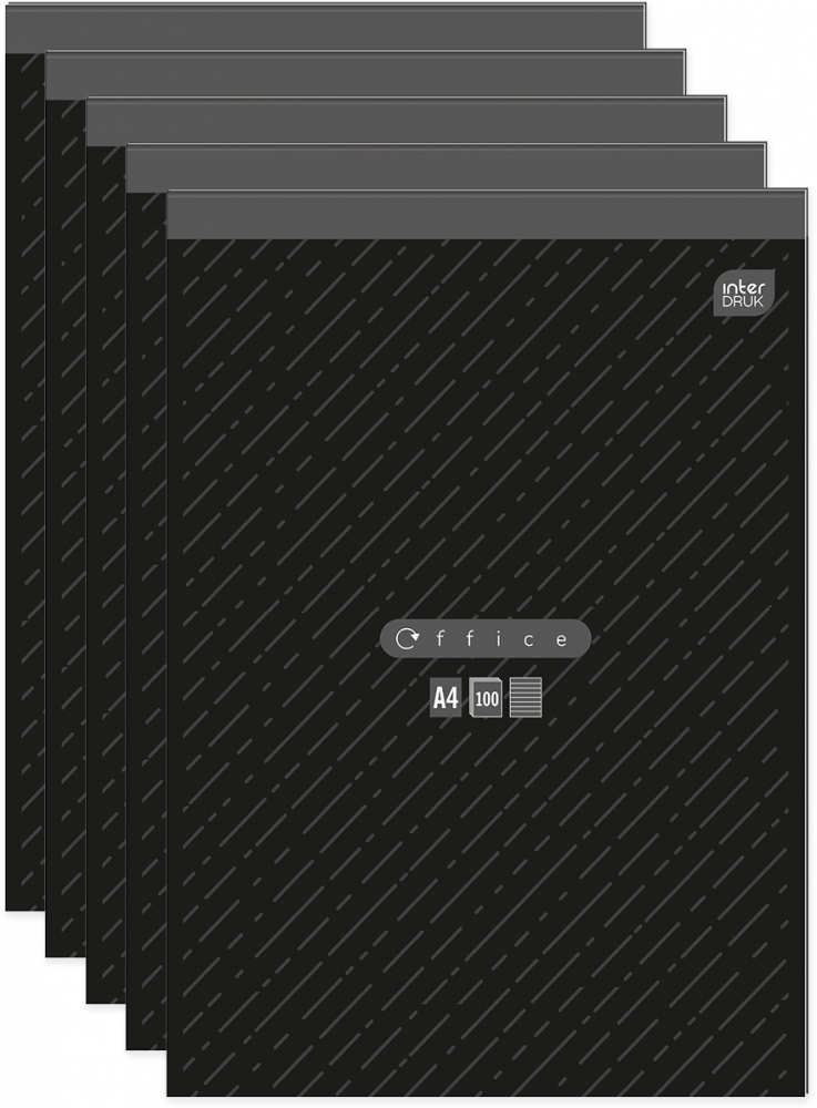 5x Blok biurowy w linie Interdruk, A4, 100 kartek, mix wzorów