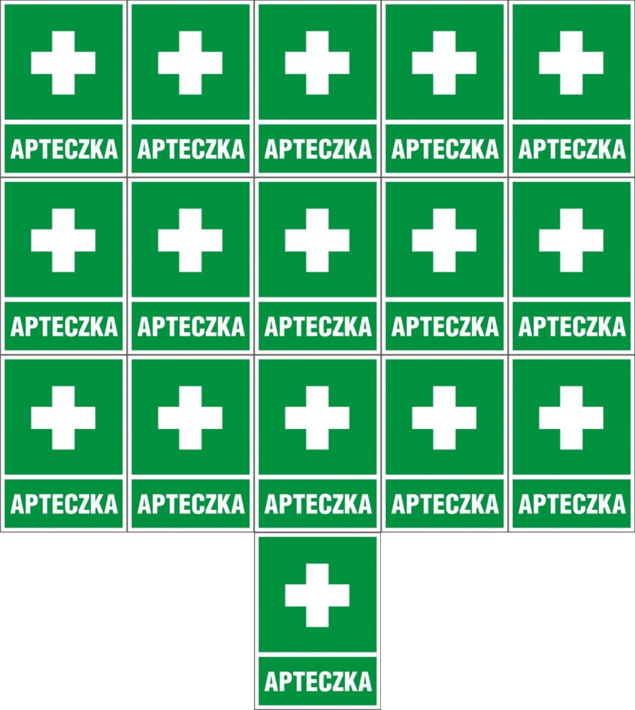 16x Znak informacyjny "Apteczka" (krzyż) Anro, naklejka 23x30 cm