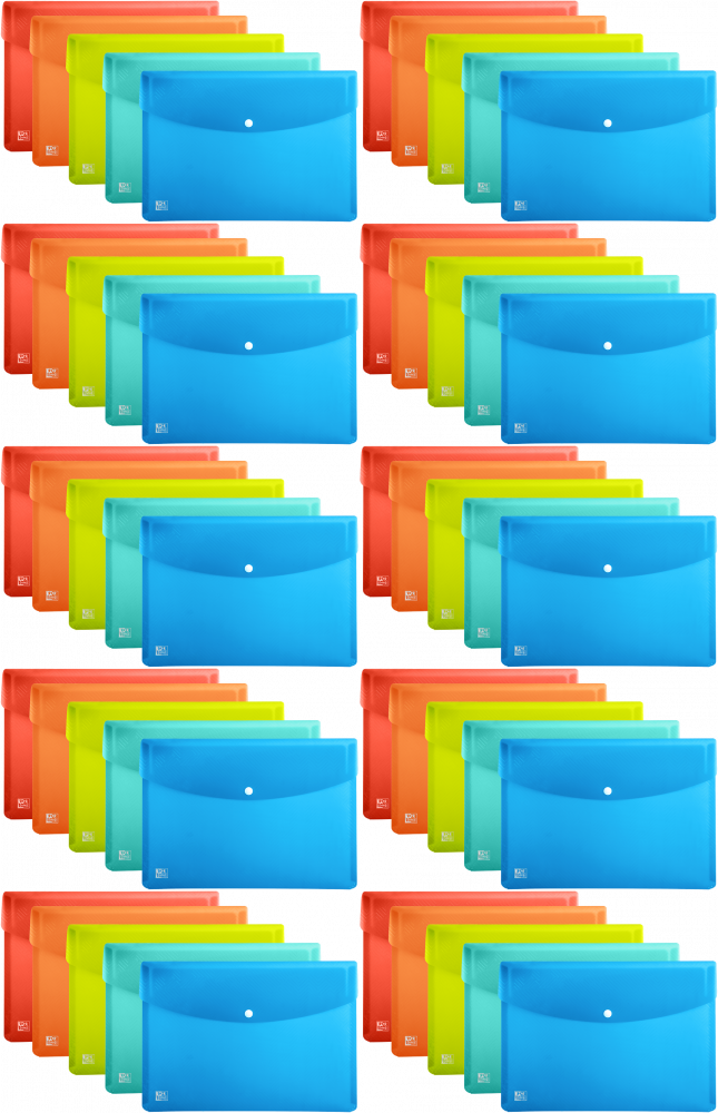 50x Teczka kopertowa Oxford Urban, A4, na zatrzask, mix kolorów