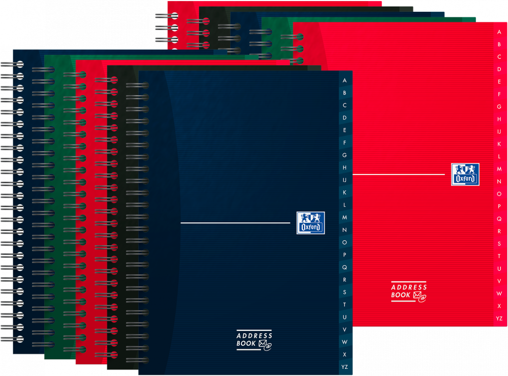 10x Skorowidz teleadresowy Oxford Essentials, A5, 72 kartki, mix kolorów