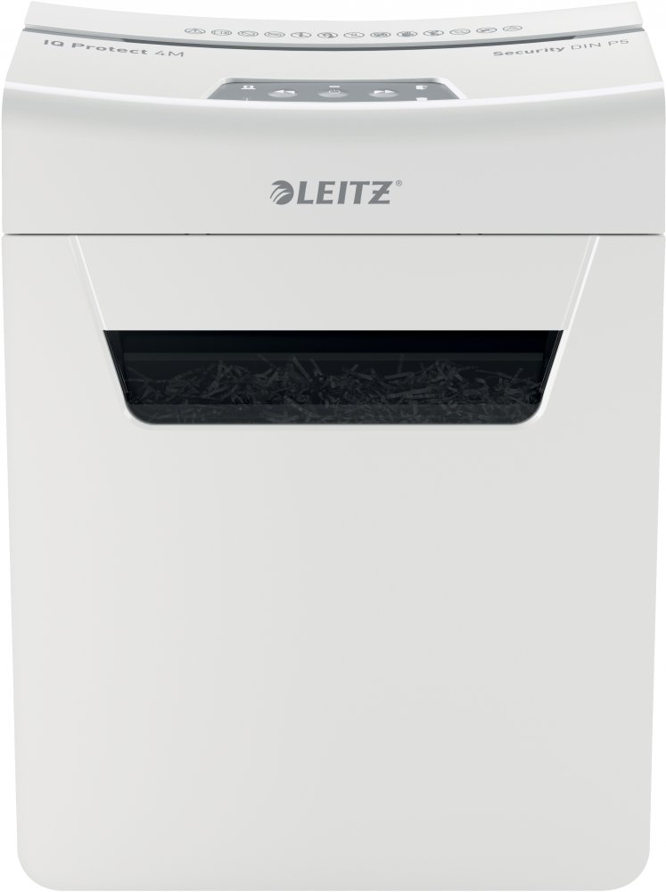 Niszczarka do papieru Leitz IQ Protect 4M, mikrościnek, 4 kartki, P-5 DIN, biały