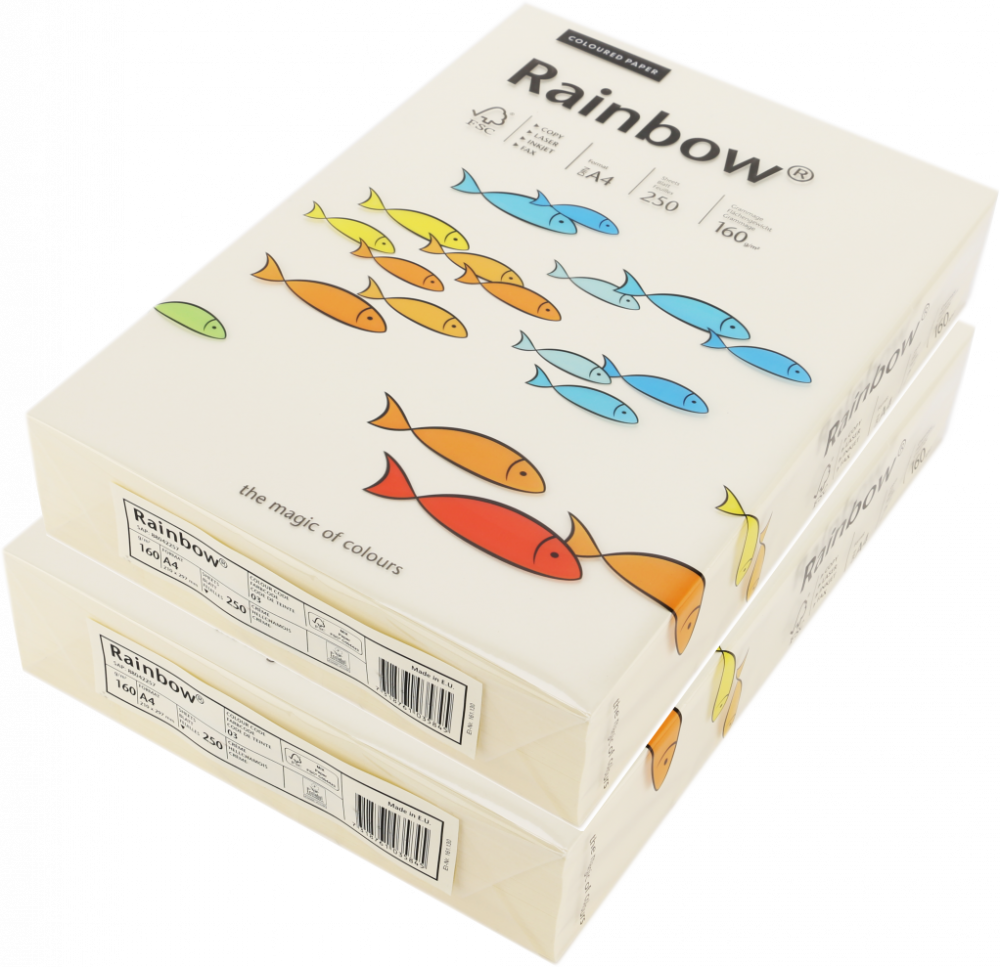 2x Papier ksero ekologiczny Rainbow, A4, 160g/m2, 250 arkuszy, kremowy (R03)