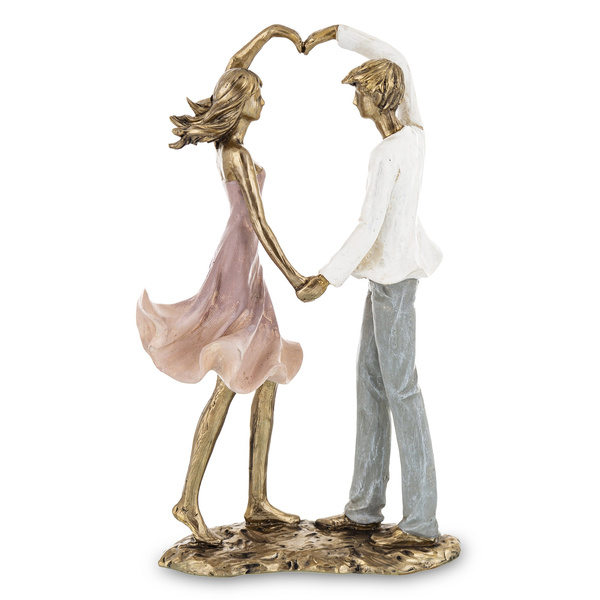 Figurka para zakochanych tworząca serce na złotej podstawie 26,5cm