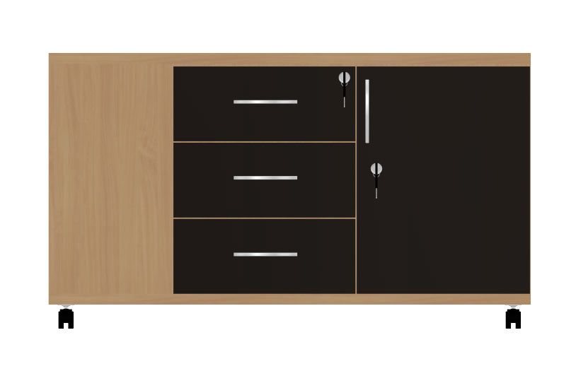 HEBE BP122 szafka dostawna do biurka na kółkach 110x45x63hh (Kolor korpusu: Orzech Saleve, Szuflady: płytowe)