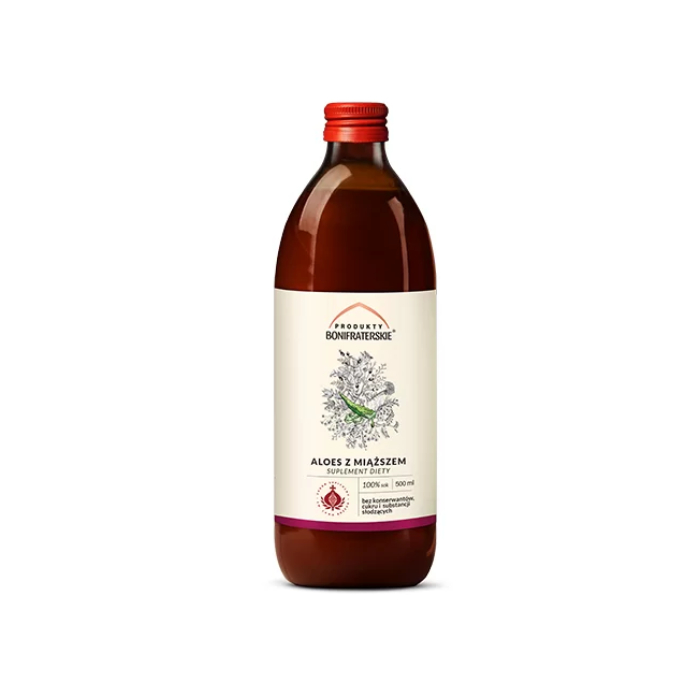 Produkty bonifraterskie aloes z miąższem, sok, 500 ml