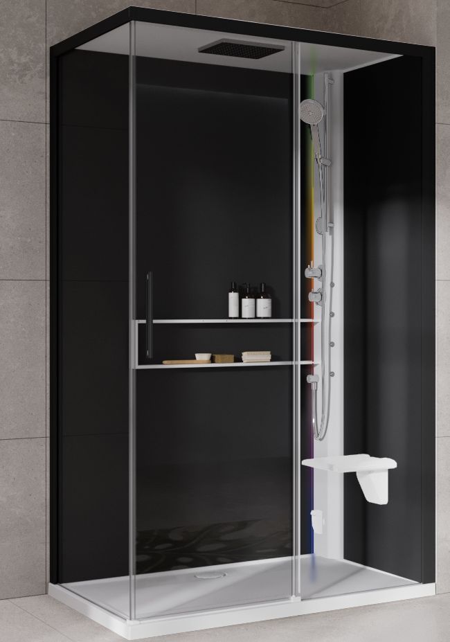 Novellini Glax 2 2.0 2P kabina z hydromasażem 120x90 cm parowa z brodzikiem prawa biała G222P290DT5-1UH