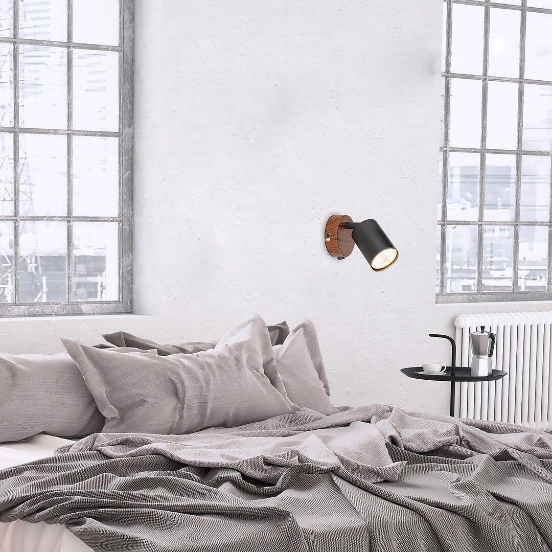 Rabalux Edmund kinkiet 1x25W czarny/dąb 5295