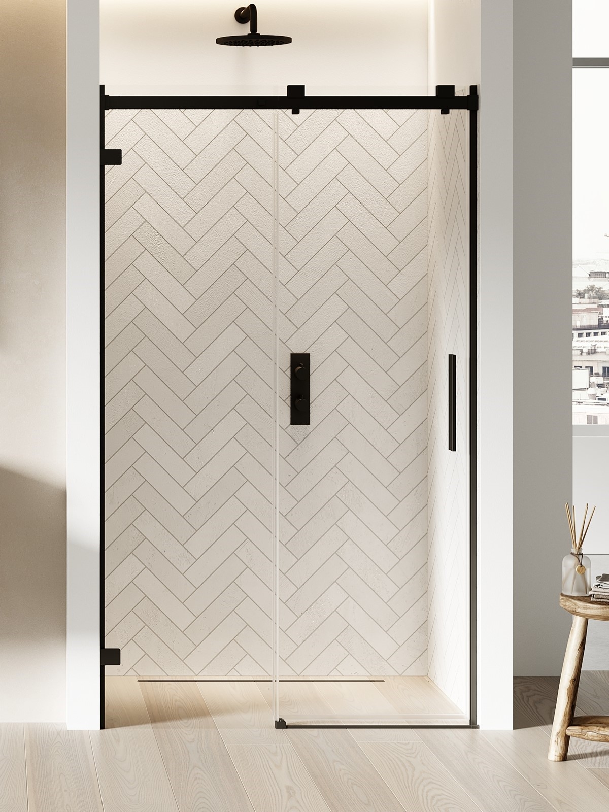 New Trendy Softi X Black drzwi prysznicowe 140 cm rozsuwane lewe czarny mat/szkło przezroczyste EXK-5359