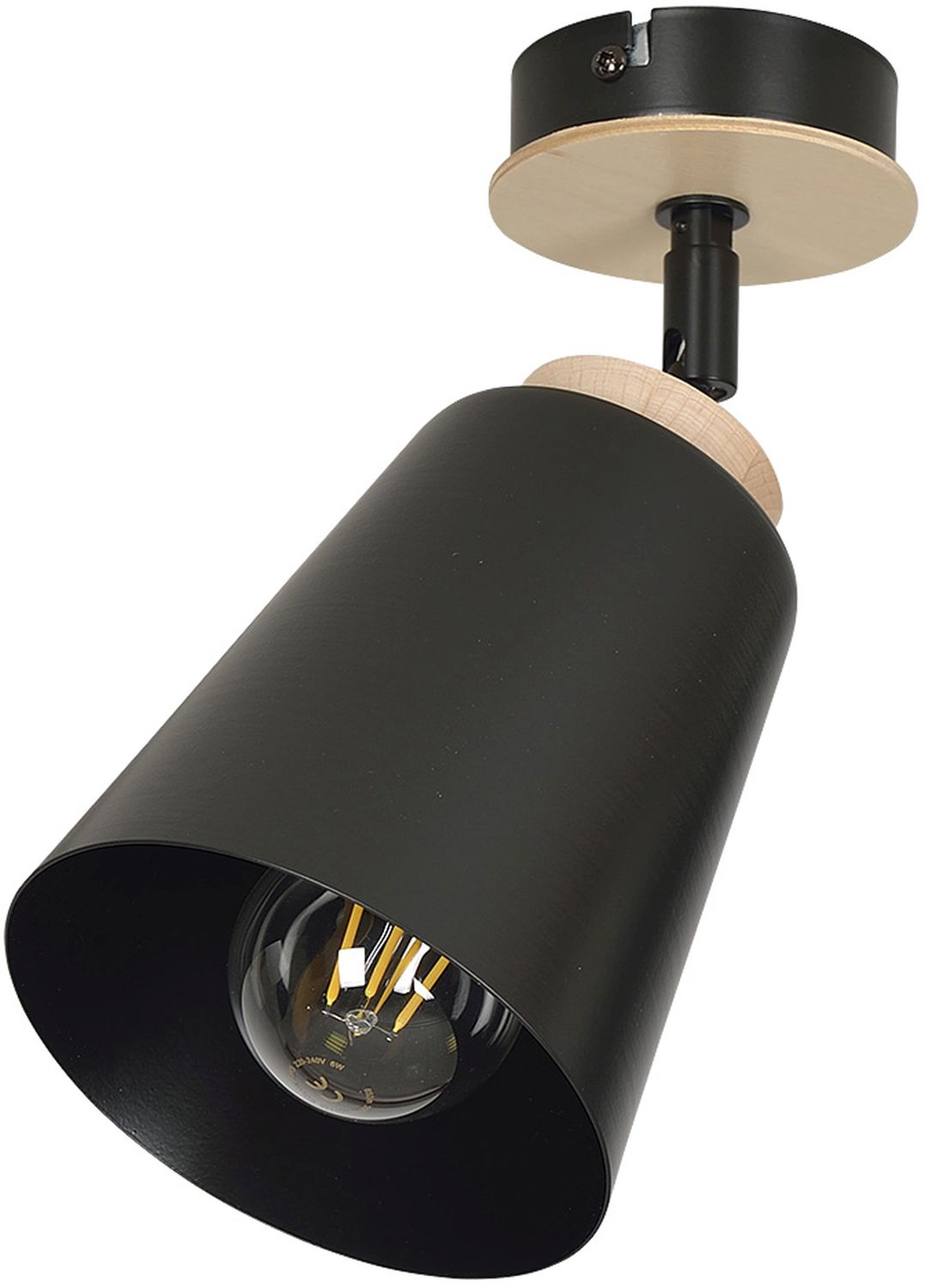 Emibig Atlas lampa podsufitowa 1x15 W czarna-drewno 725/1