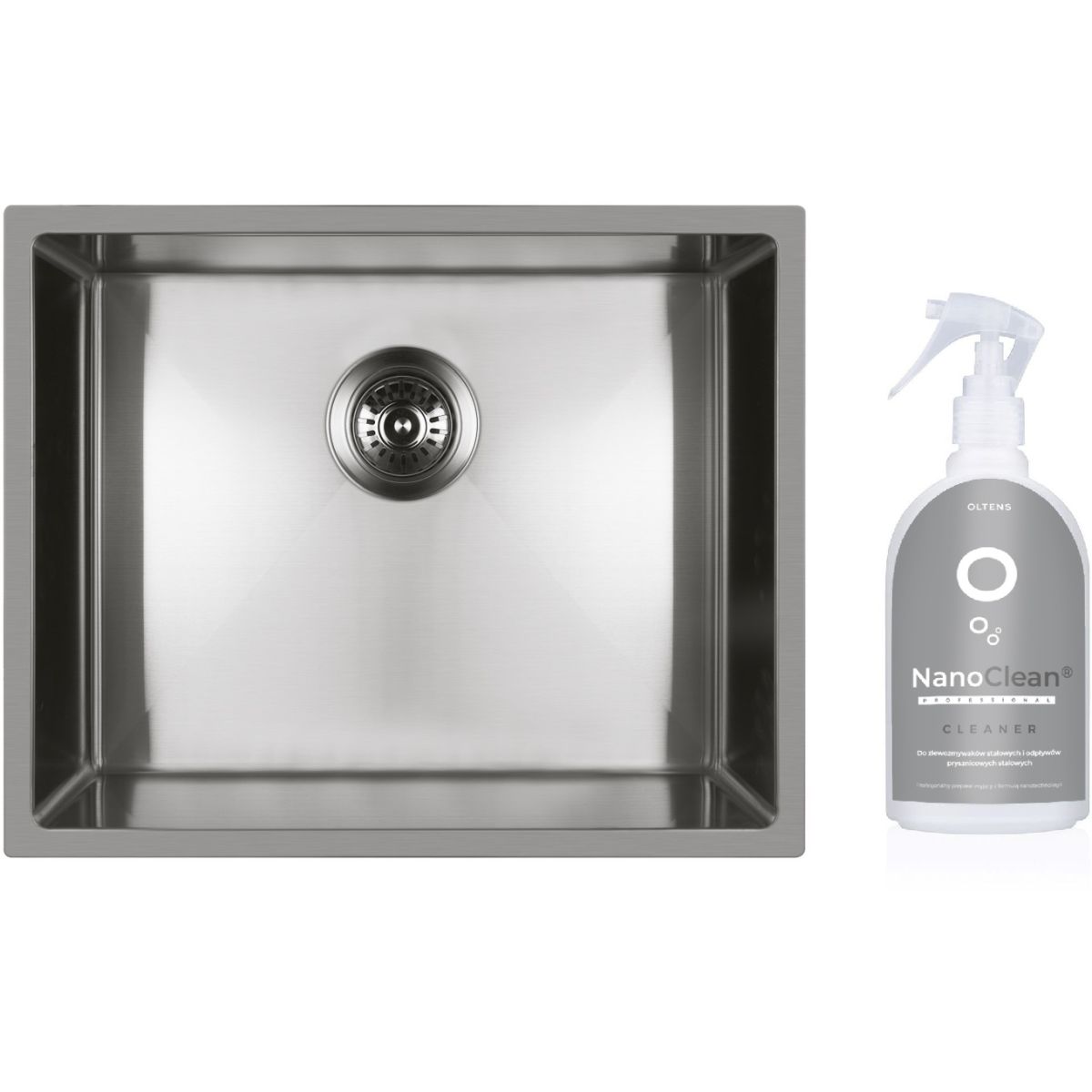 Oltens Stalvask zlewozmywak 54x44 cm stal polerowana ze środkiem czyszczącym NanoClean (71101100, 89600000) - Wysyłka w 24h
