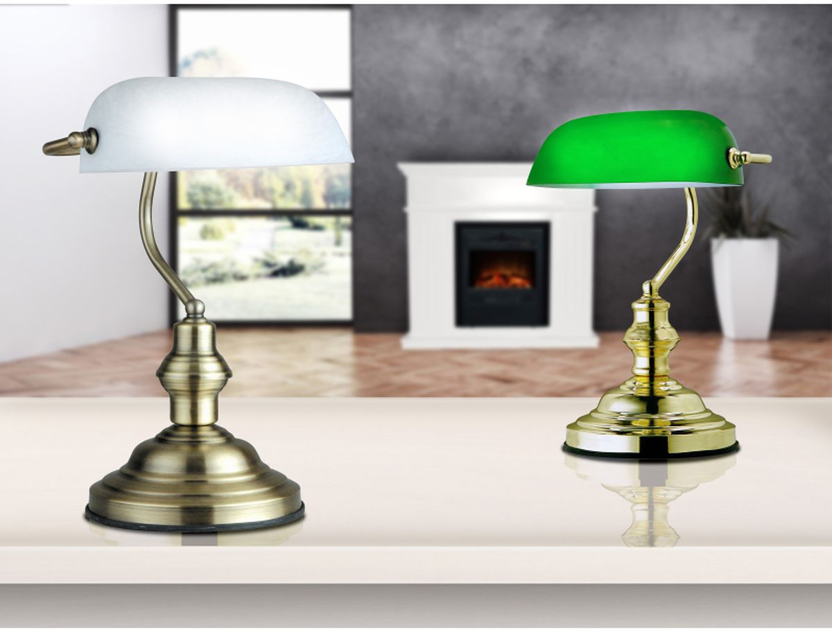 Globo Lighting Antique lampa biurkowa 1x60W mosiądz/zielony 2491
