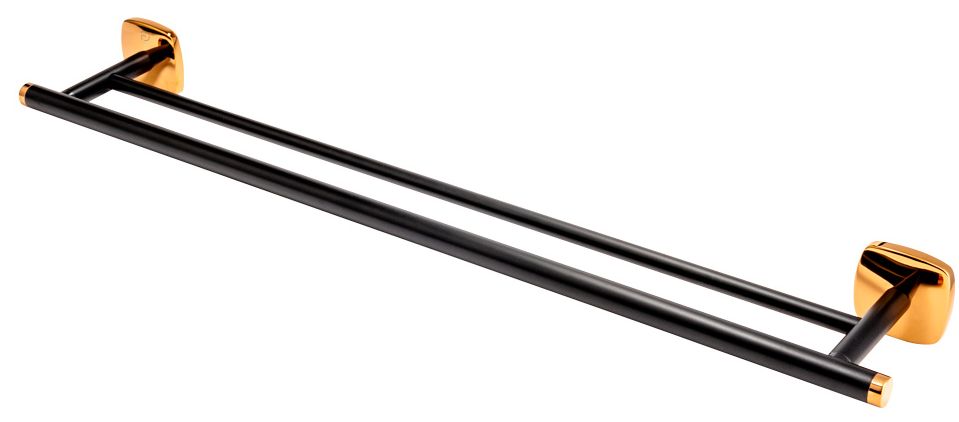 FDesign Merida wieszak na ręcznik 60 cm drążek podwójny różowe złoto/czarny mat FD6-MRD02-25 - Wysyłka w 24h