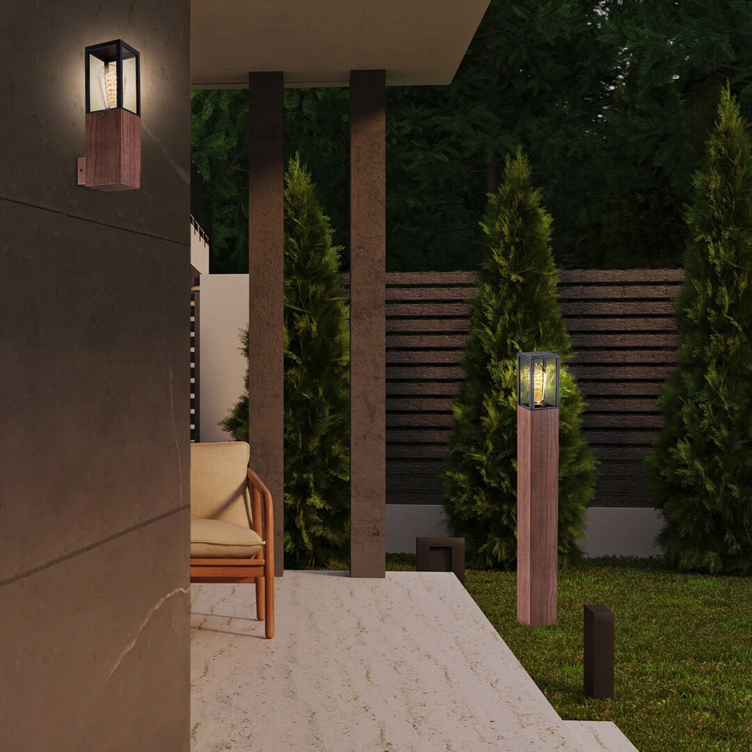 Rabalux Wales lampa stojąca zewnętrzna 1x60W dąb 7197