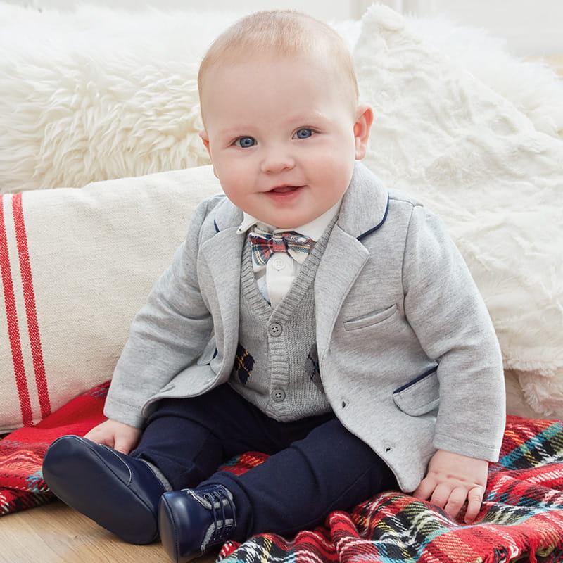 MAYORAL 2403 Ciepła marynarka elegancka do chrztu szara