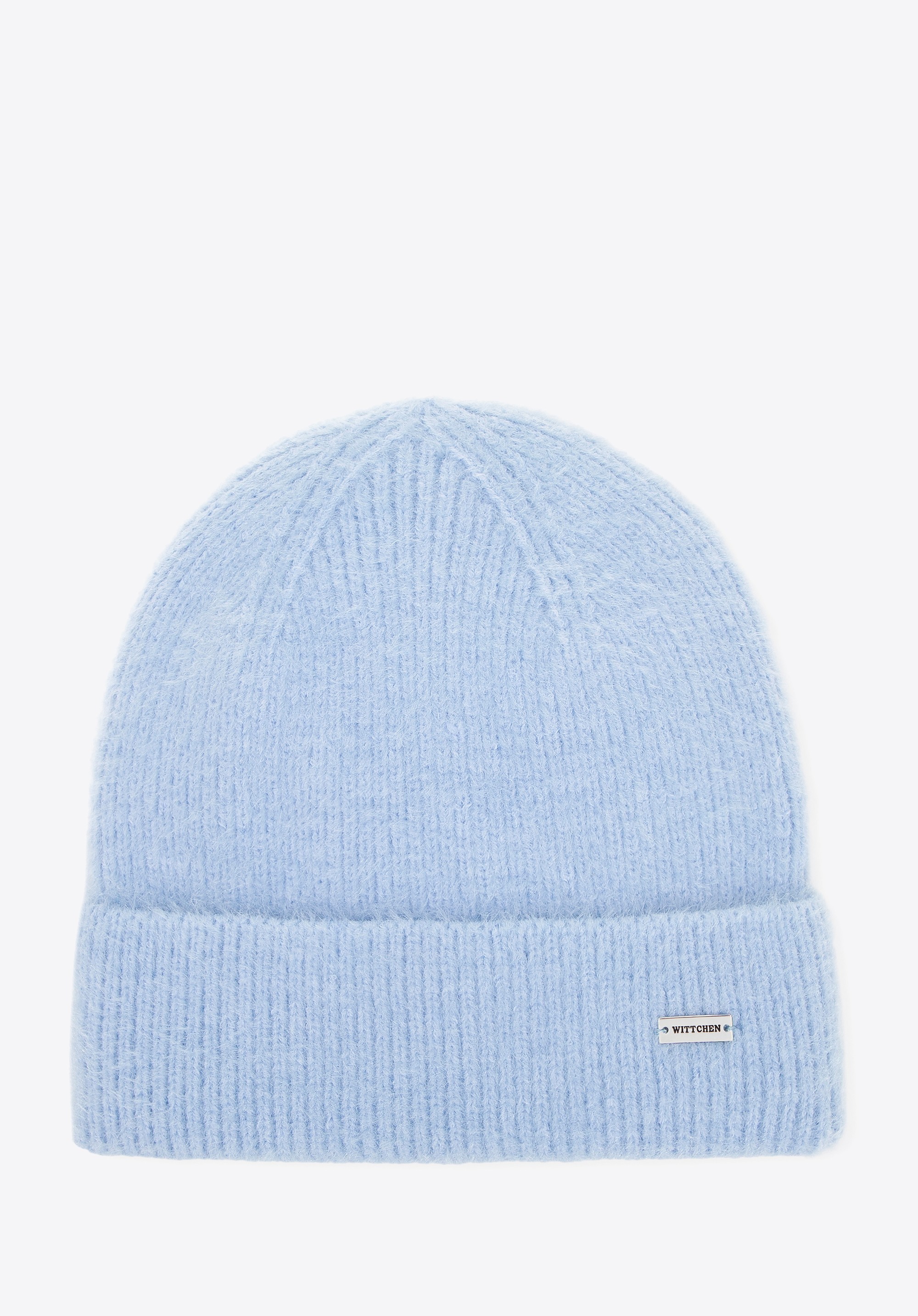 Damska czapka z miękkiej dzianiny błękitna