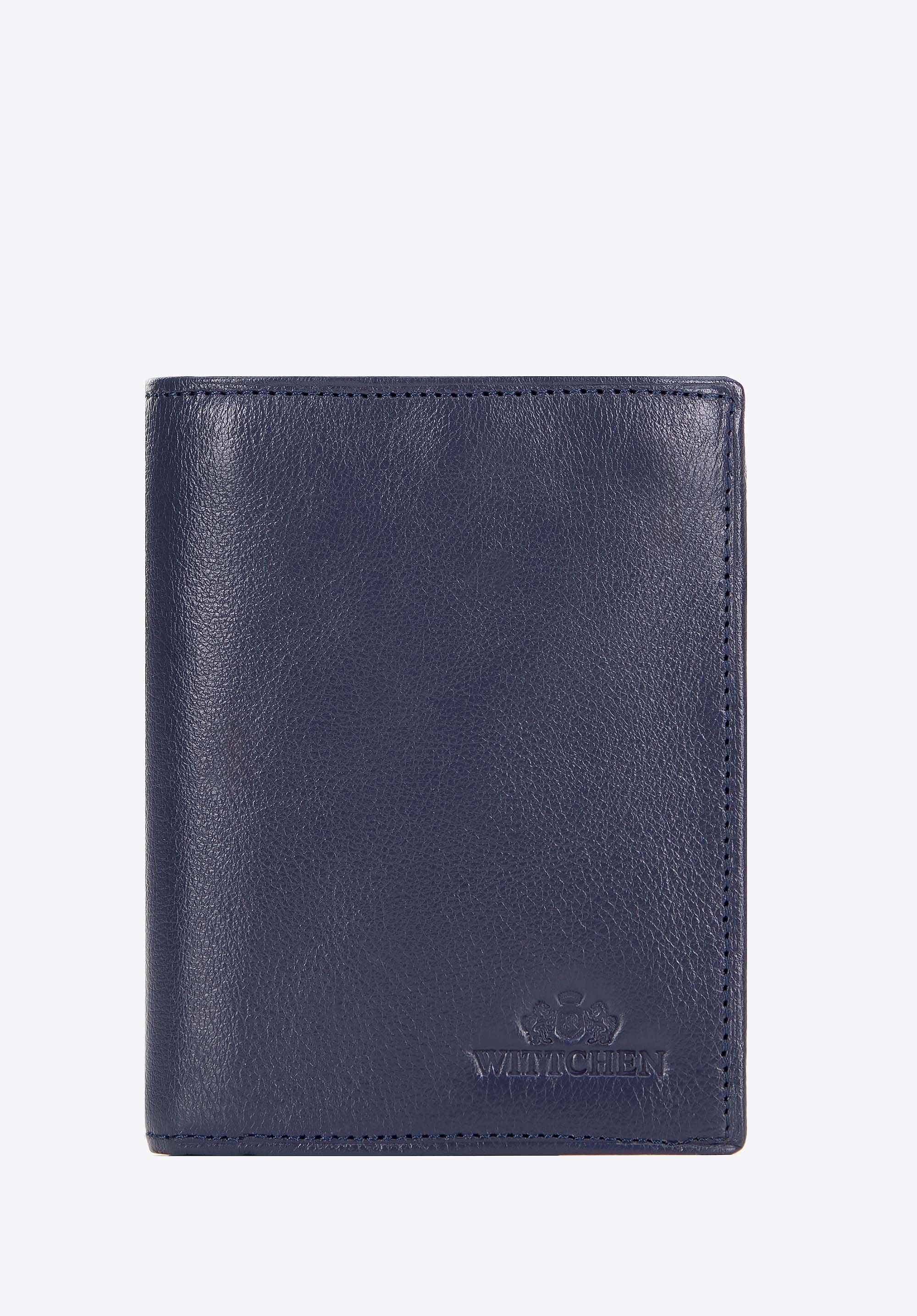 Męski portfel ze skóry mały z RFID granatowy