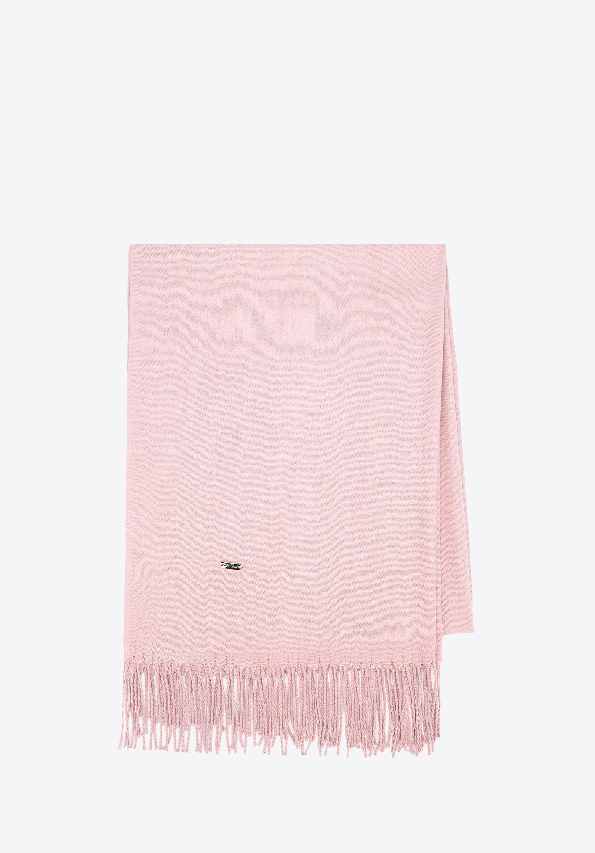 Szalik damski z frędzlami jednolity różowy