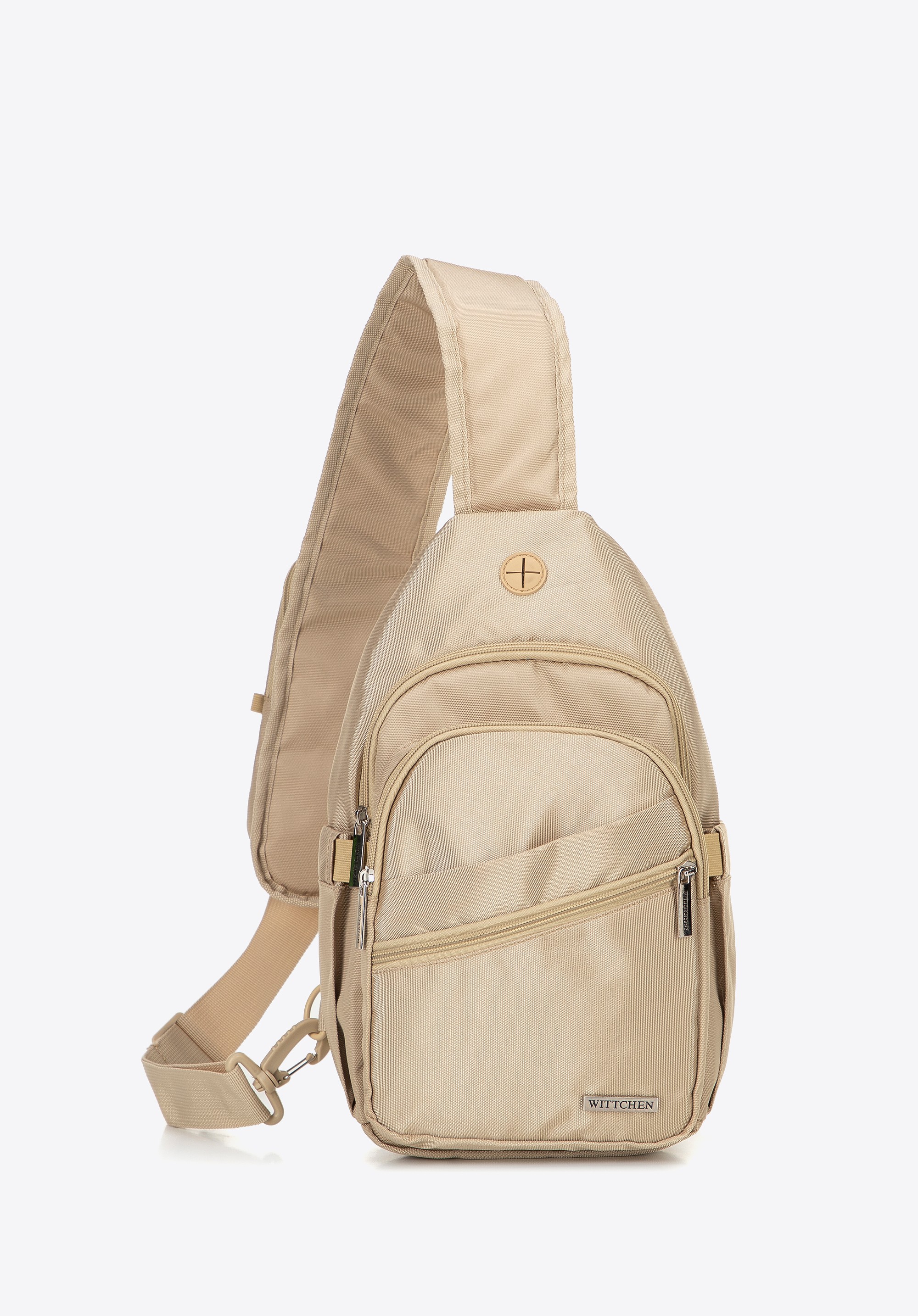 Plecak na jedno ramię z poliestru beżowy