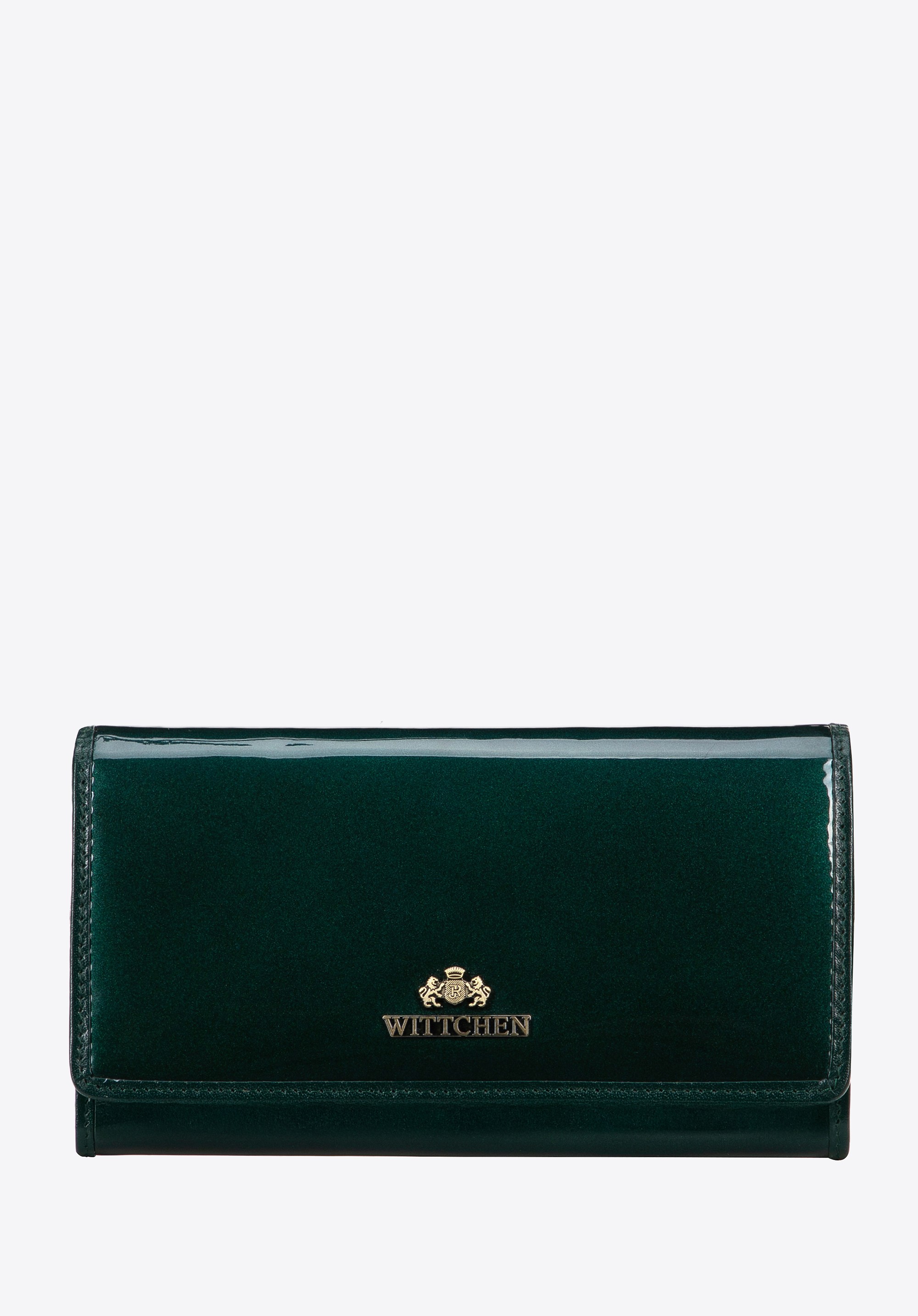 Portfel damski ze skóry lakierowanej duży zielony
