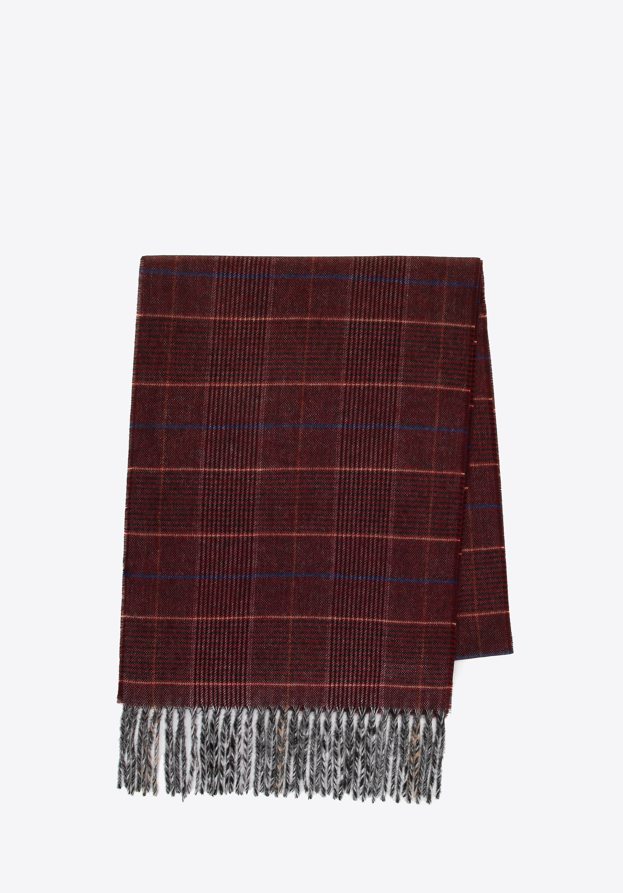 Wąski szal męski z frędzlami bordowy