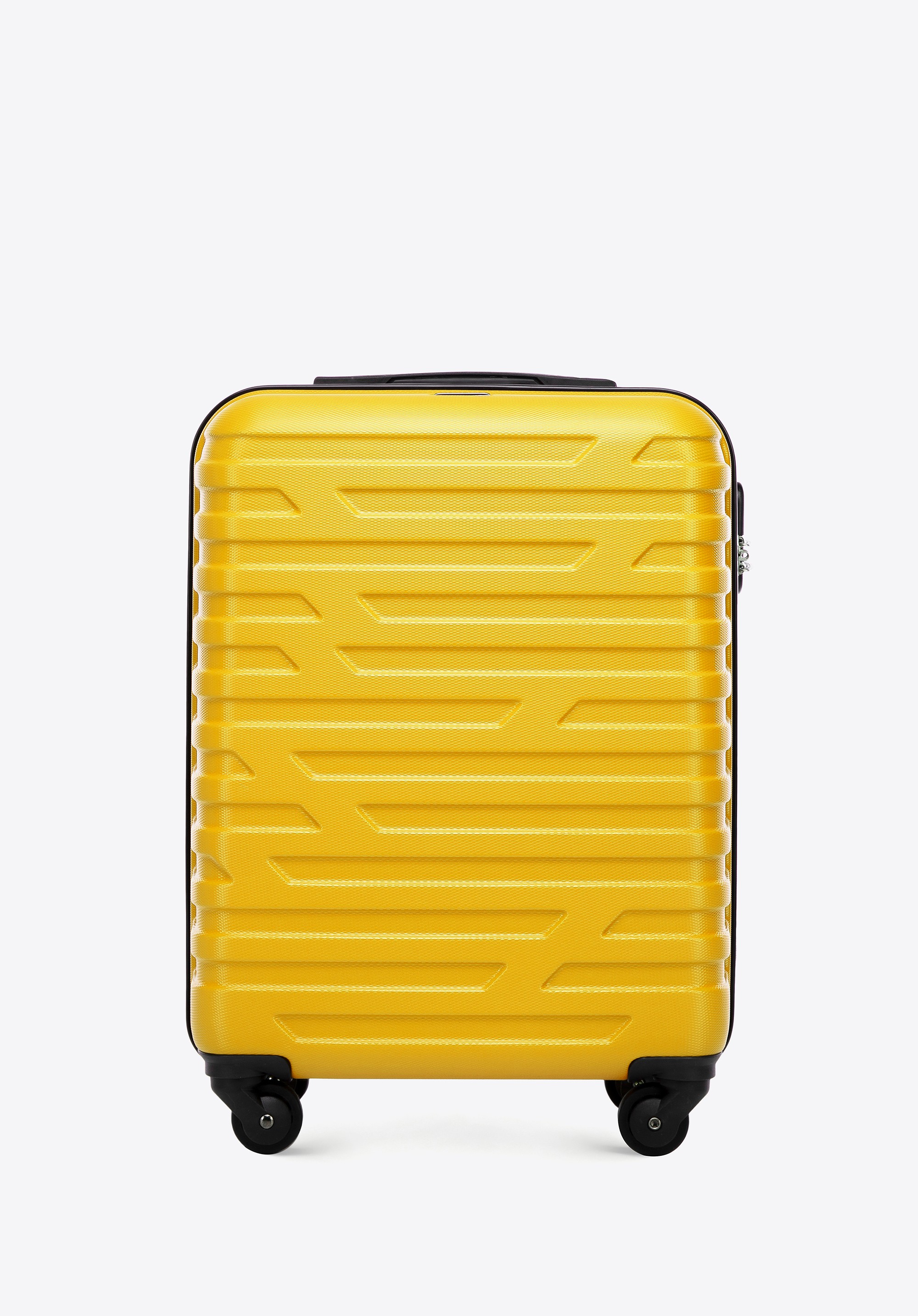 Walizka kabinowa z ABS-u w geometryczny deseń żółta