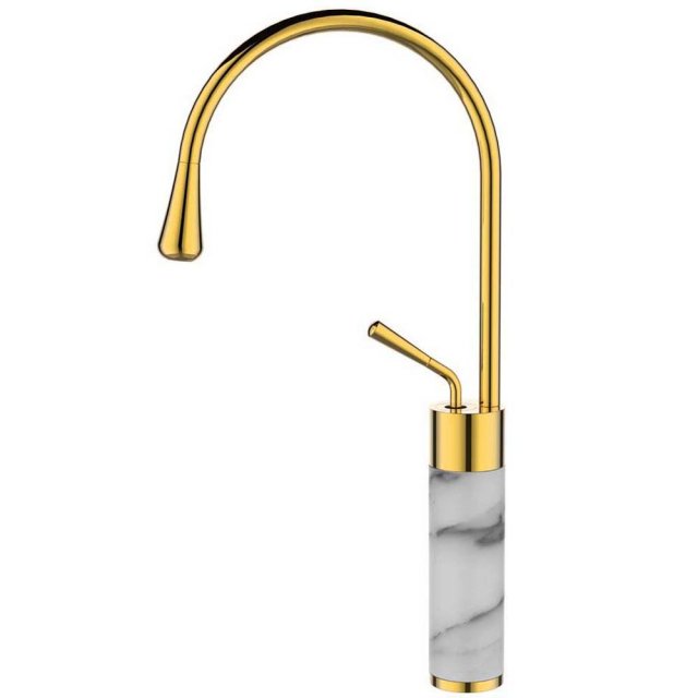 INVENA Bateria umywalkowa stojąca GABRO wysoka biały/złoty BU-33-W13-