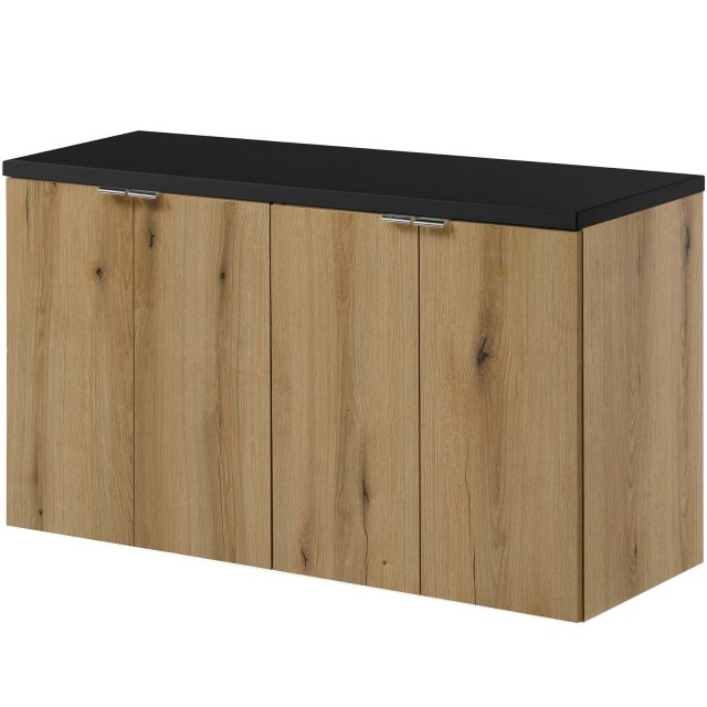 COMAD Zestaw mebli NOVA OAK 2 szafki z drzwiami z blatem BLACK 100 cm