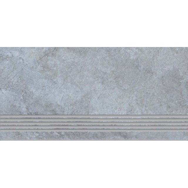 Gres szkliwiony stopnica GAIA light grey structure mat 29,8x59,8 gat.