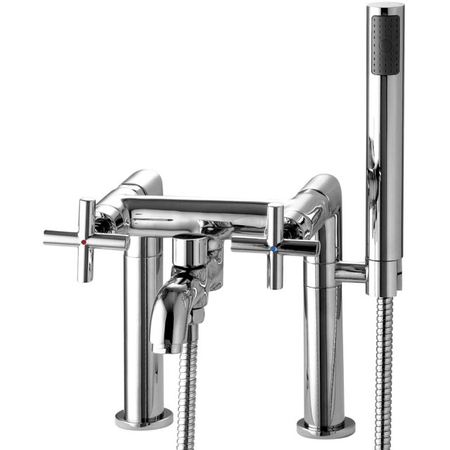 OMNIRES Bateria nawannowa MODERN 2-otworowa z zestawem prysznicowym c