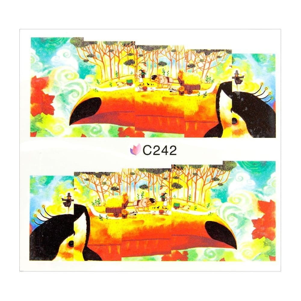 Naklejki wodne do paznokci arkusz 7 x 6,5 cm na 10 palców Nr c242