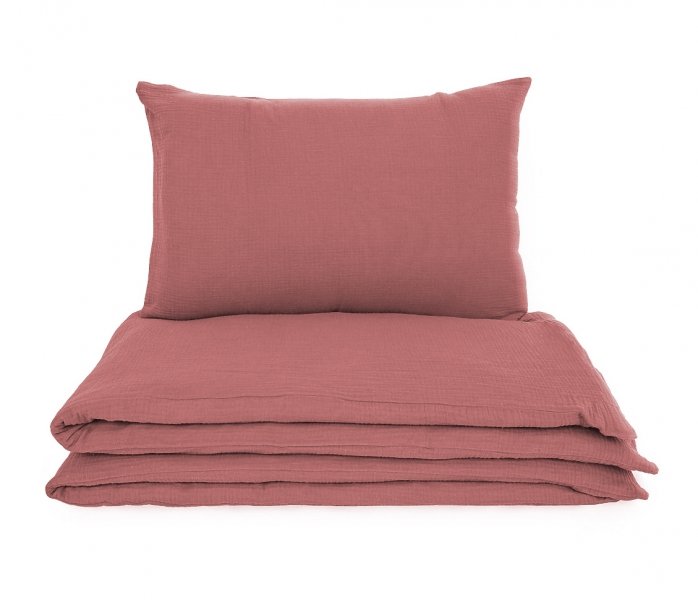 Pościel muślinowa PREMIUM 140x200, 100% bawełna wz. róż retro