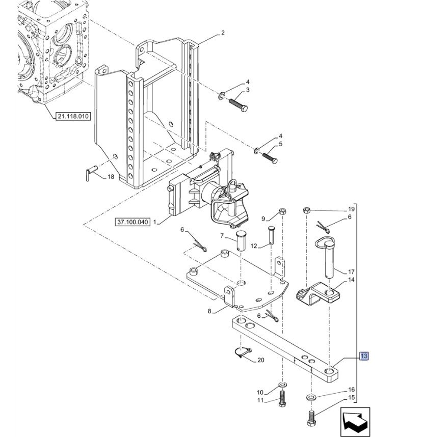 Belka zaczepowa New Holland T4S 48018927 CNH