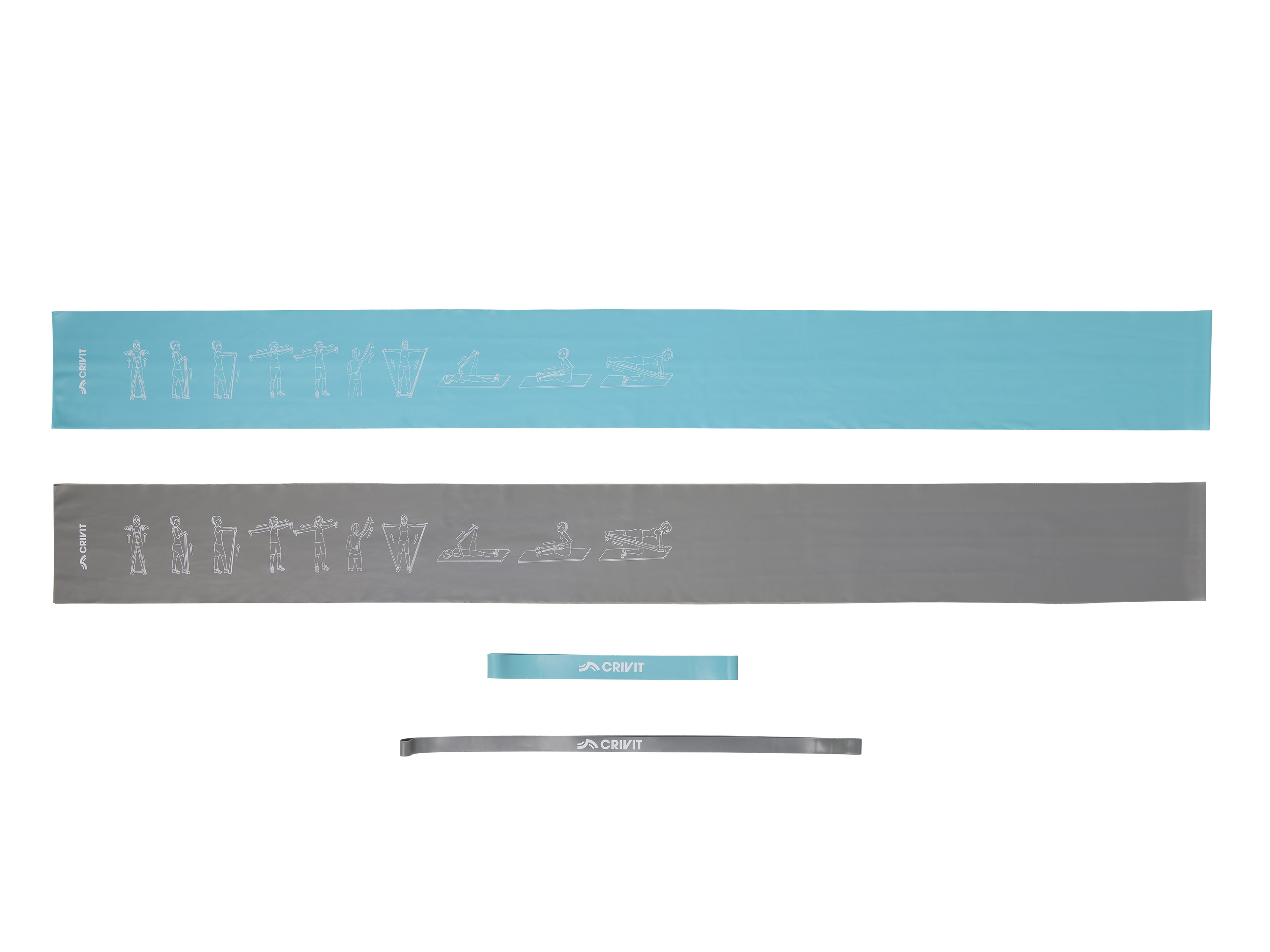 Crivit Komplet gum oporowych do fitnessu Jasnoszara/ cyjan lekka/ średnia