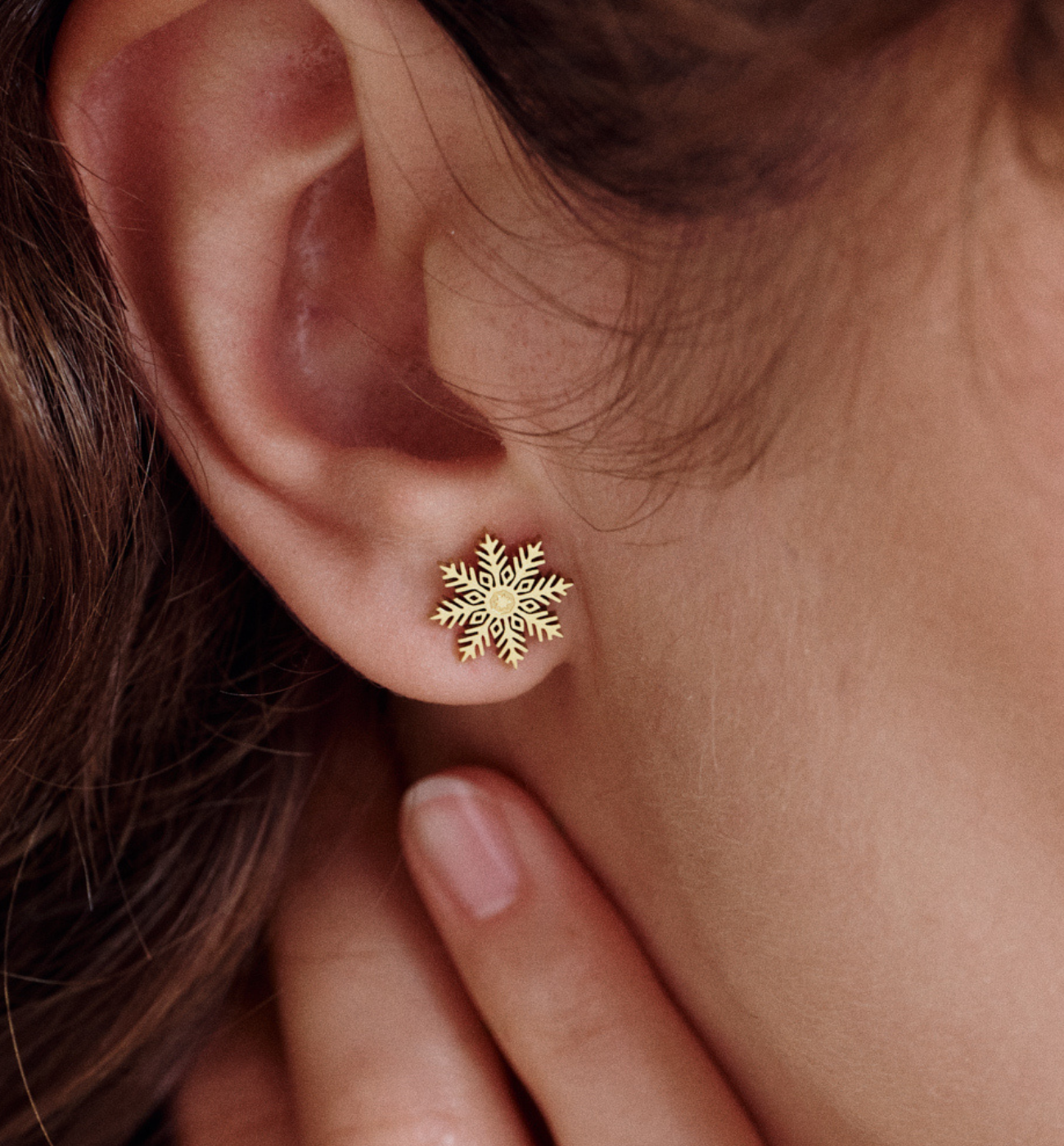 Kolczyki śnieżynki złote - By Dziubeka