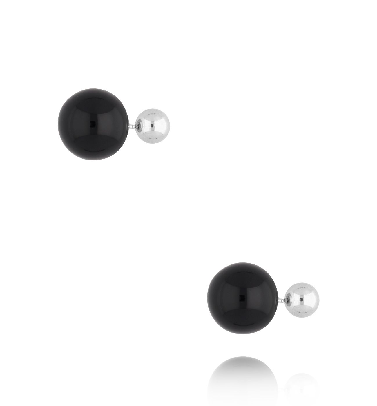 Kolczyki srebrne kulki z czarną emalią Balls - By Dziubeka