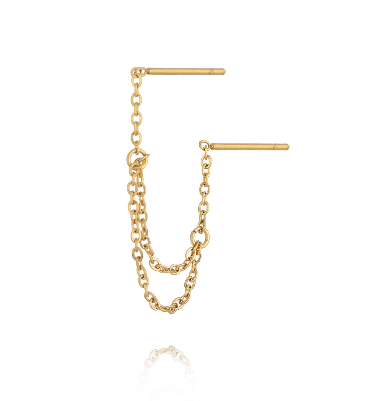 Kolczyk łańcuszkowy do dwóch dziurek złoty - By Dziubeka