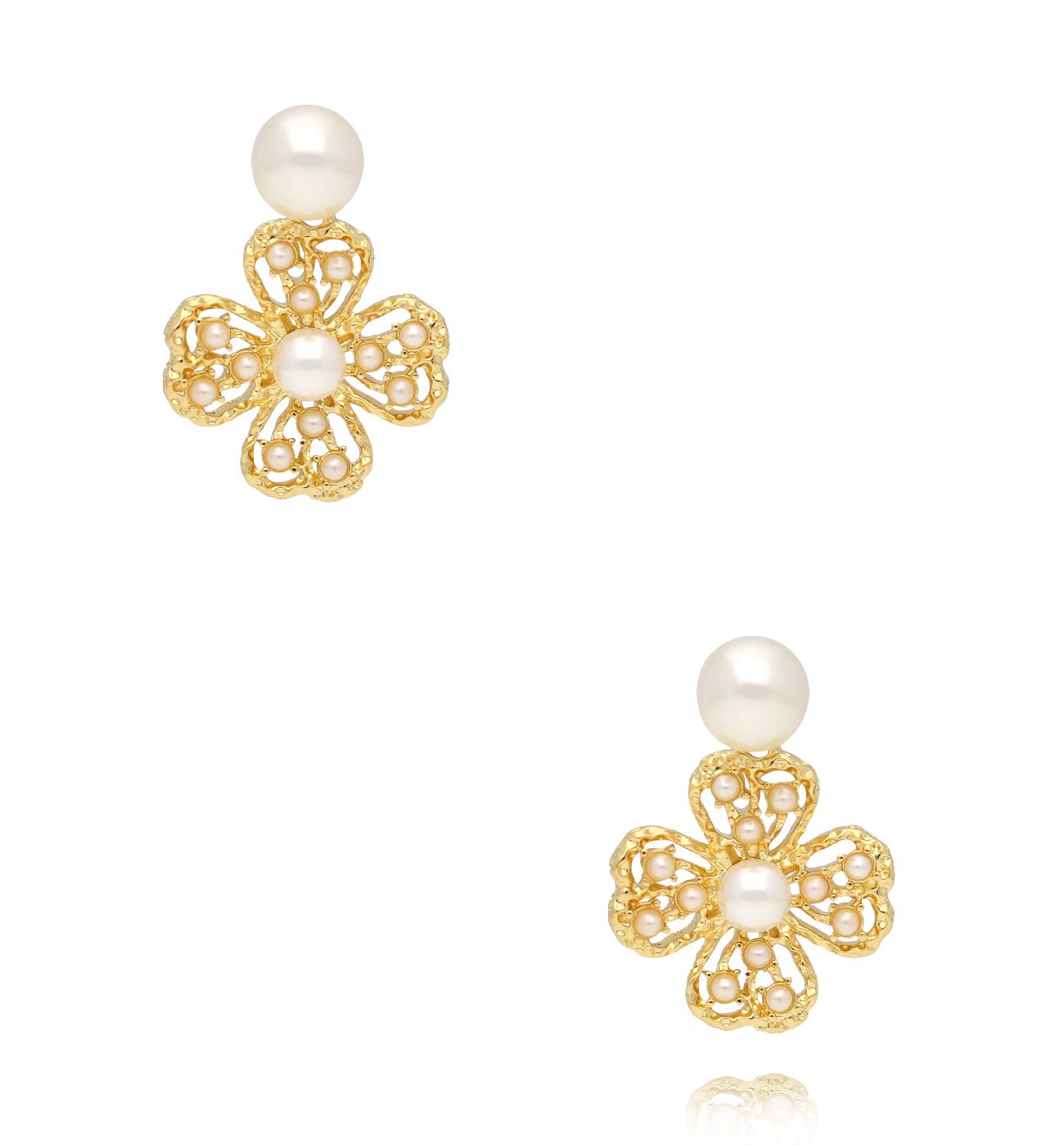 Kolczyki kwiatki z perełkami - By Dziubeka