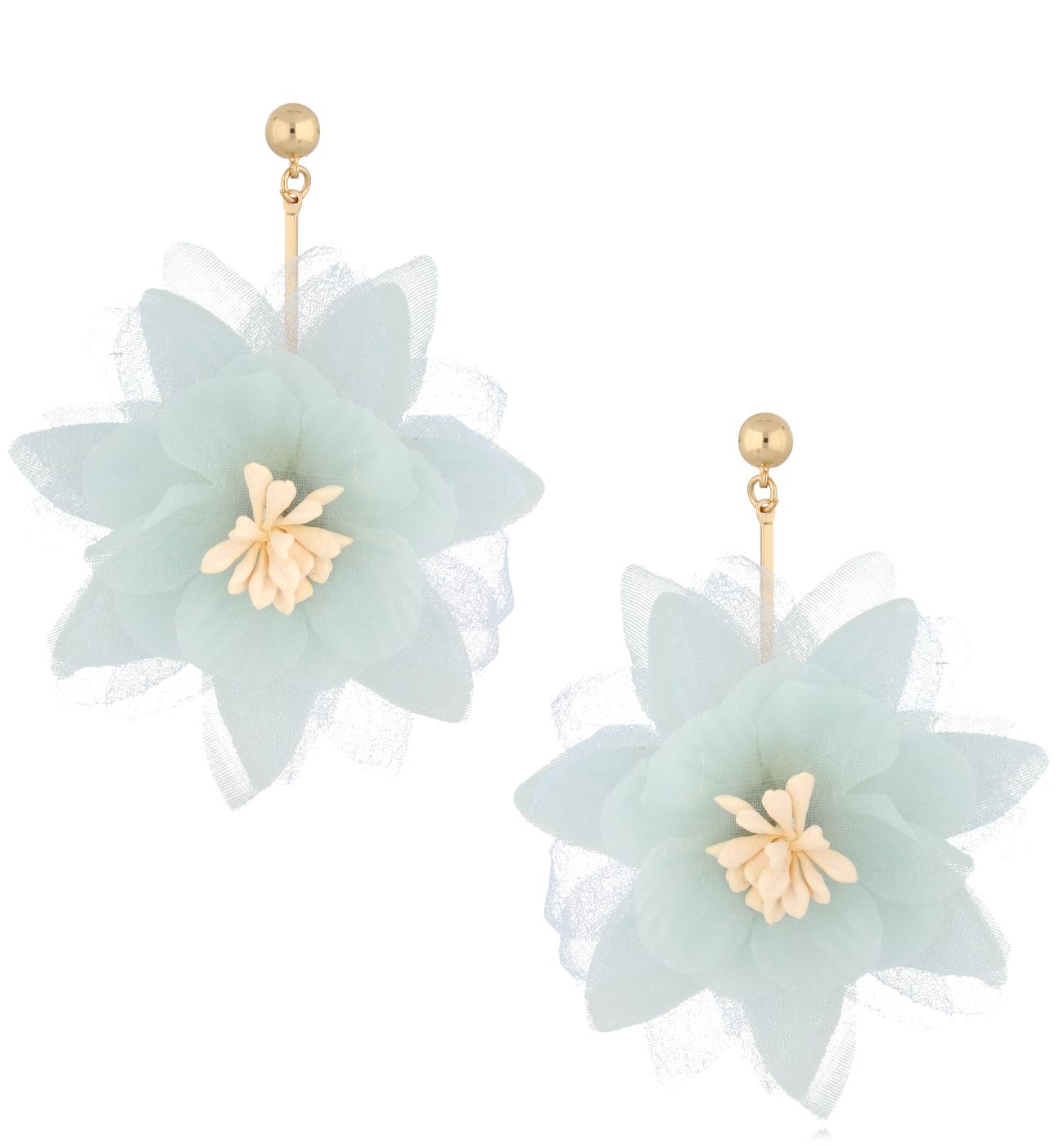 Kolczyki kwiatki miętowe Je t'aime - By Dziubeka