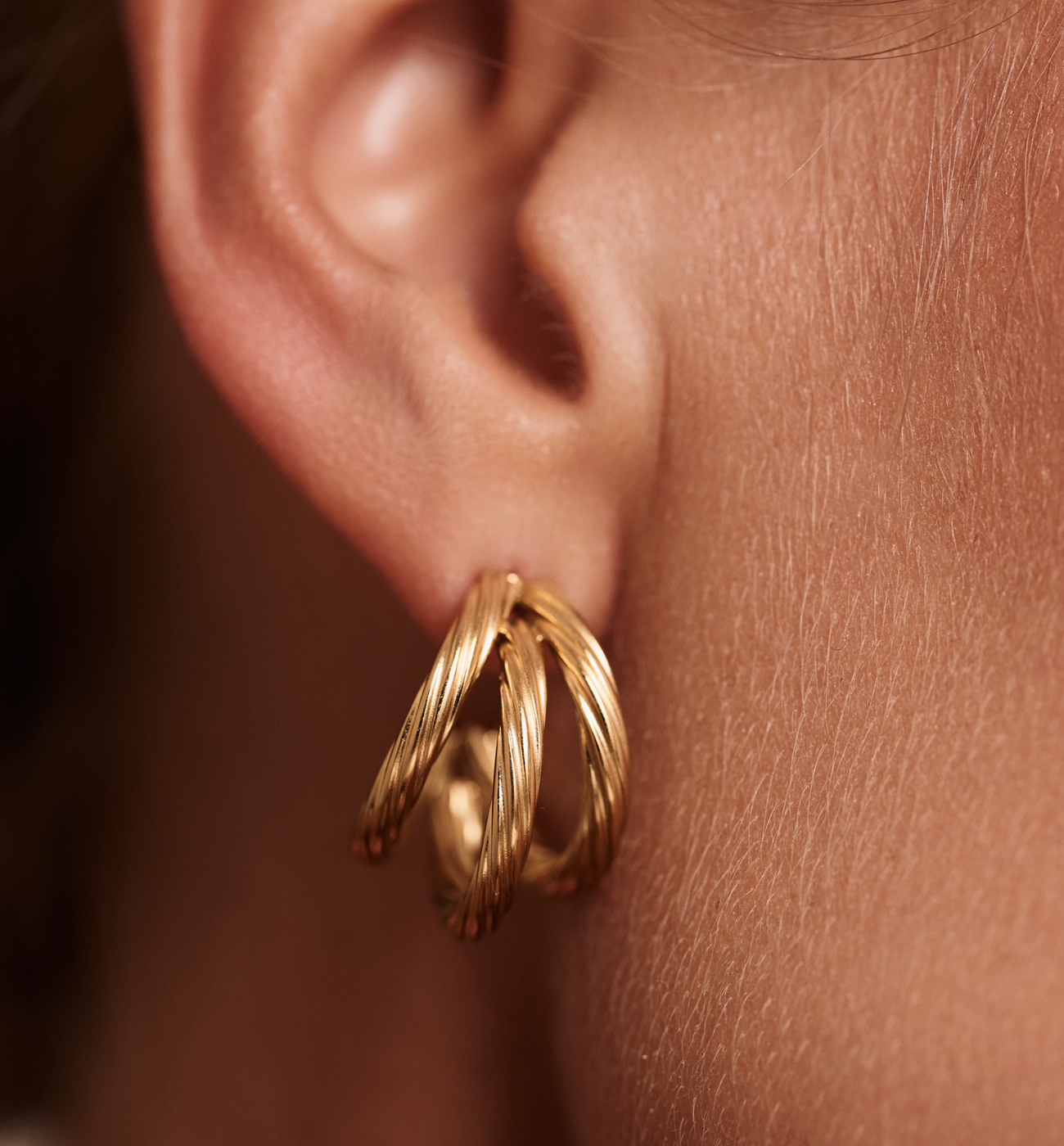 Kolczyki potrójne złote KSY0440 - By Dziubeka