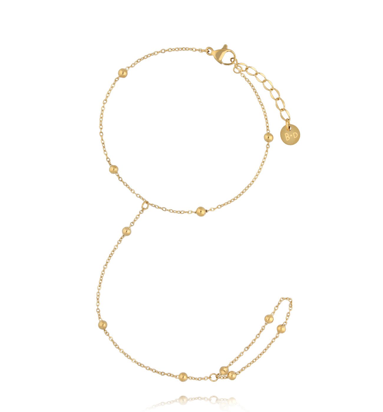 Bransoletka z pierścionkiem złota z kuleczkami BSY0420