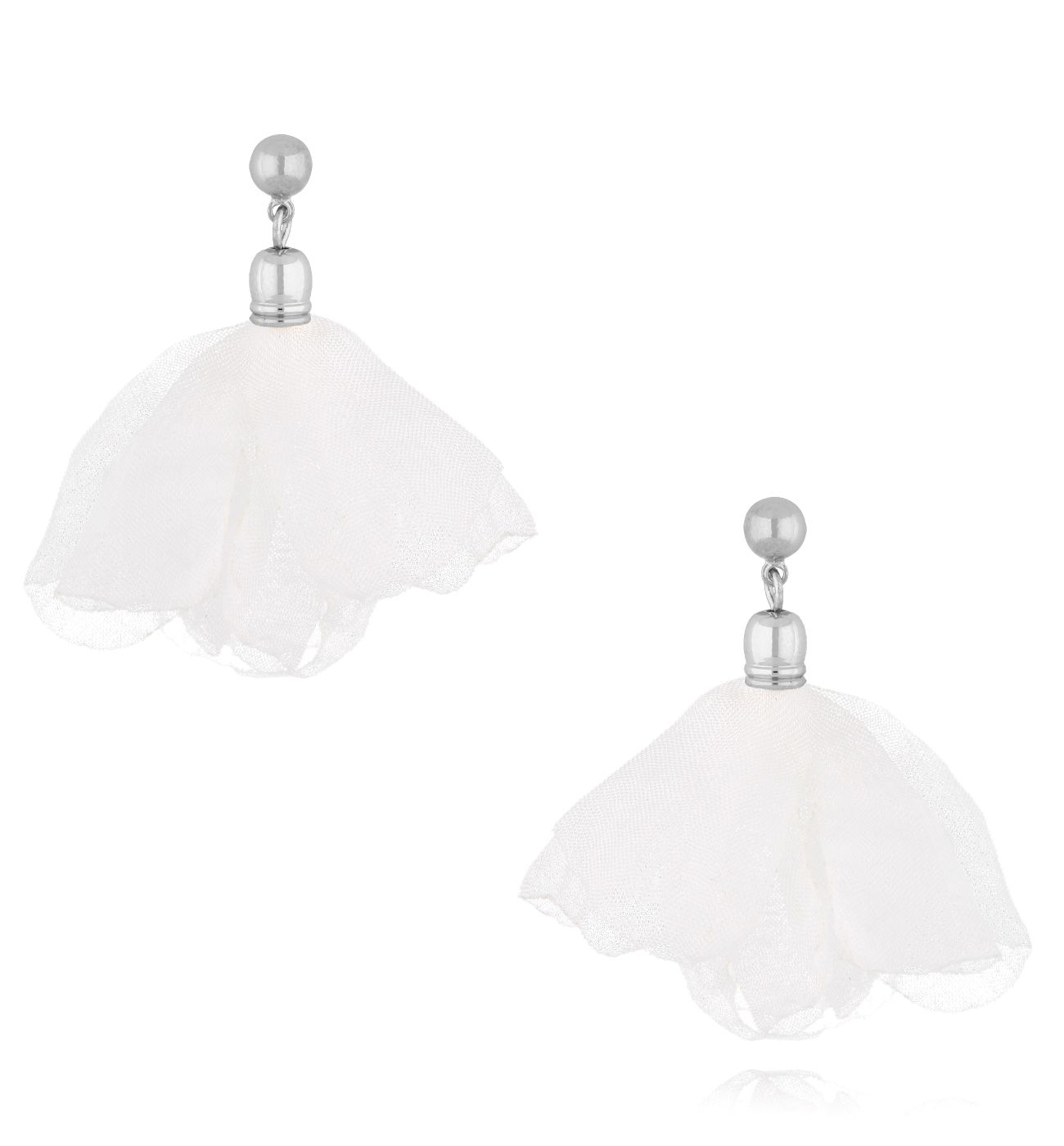 Kolczyki z szyfonu małe białe Inde KBL1612