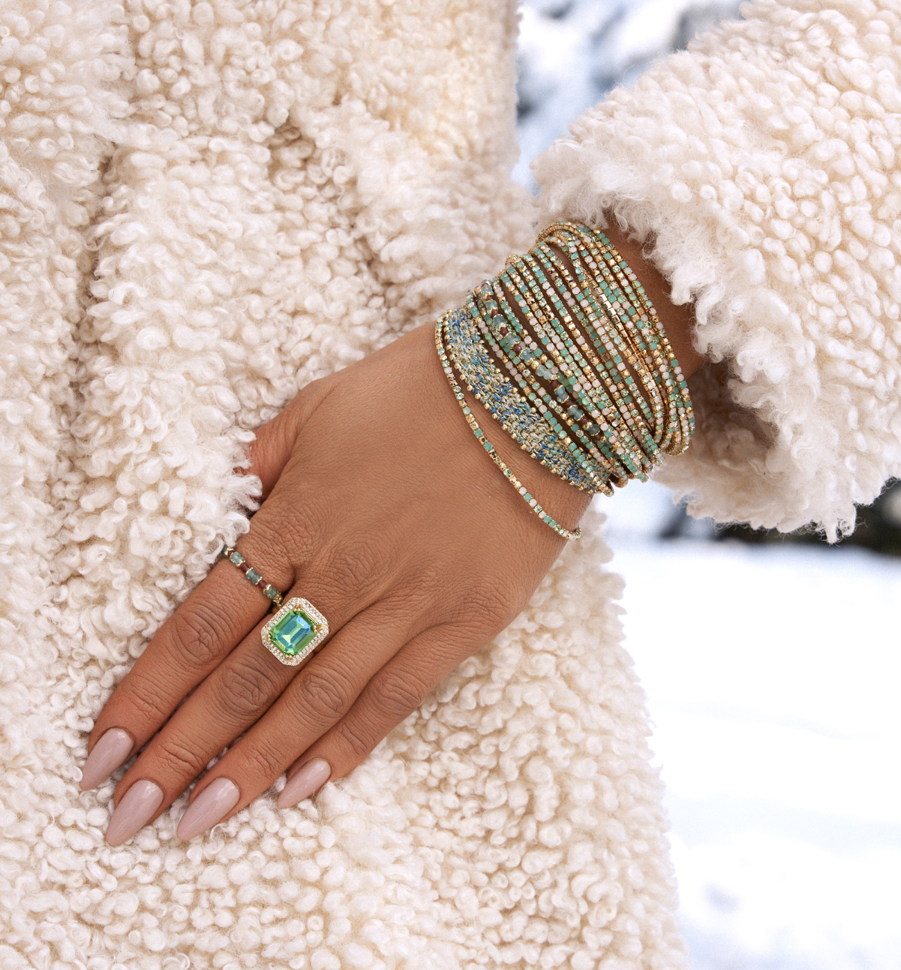 Bransoletka z zielonymi kryształkami Luminous Crystal BSC2040