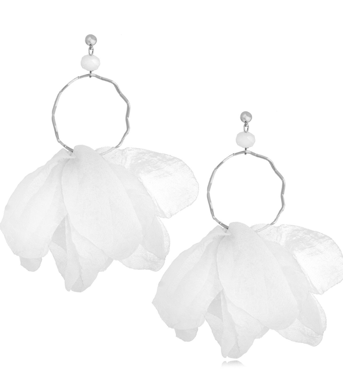 Kolczyki białe z szyfonu Carino - By Dziubeka