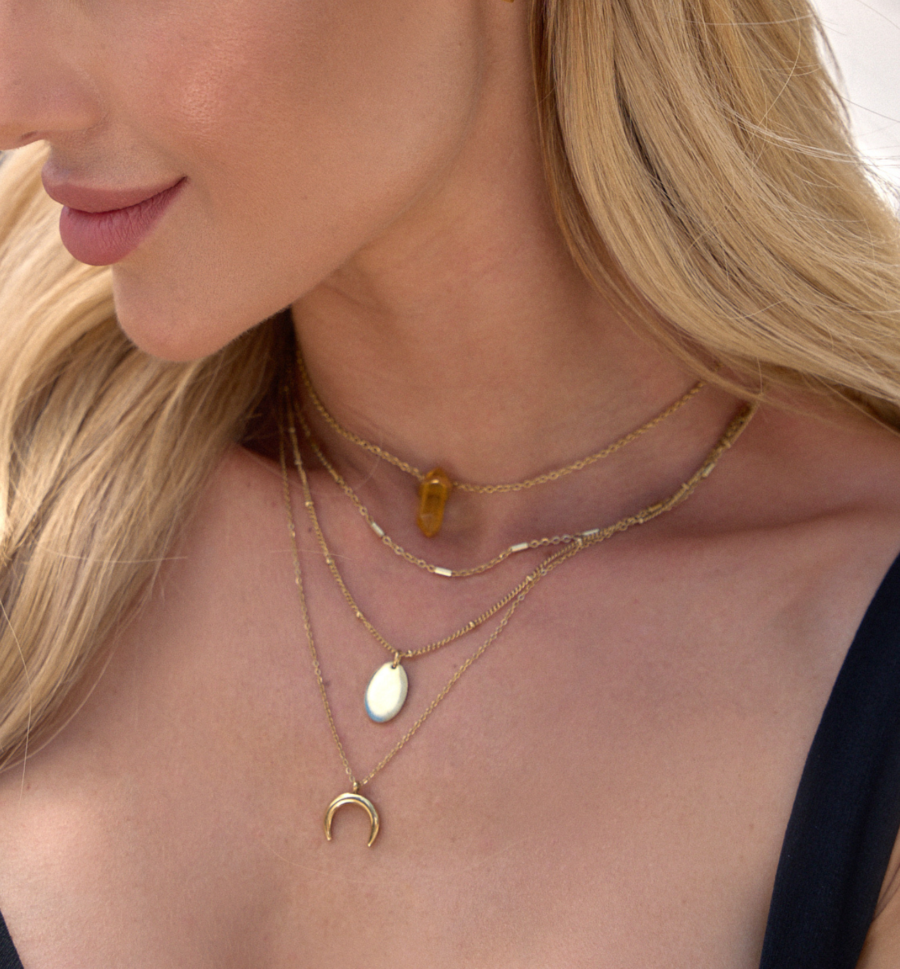 Naszyjnik kaskadowy z księżycem Tess - By Dziubeka