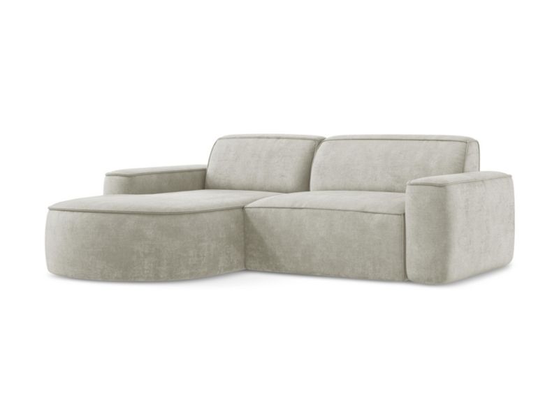 Narożnik lewostronny LaMiaSofa MELISSA z tkaniny szenilowej 224x166 cm perłowy 1 szt.